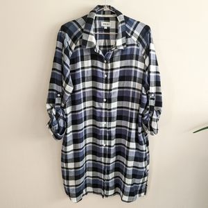 DKNY Plaid Button Up Dress